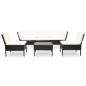 Preview: 6-tlg. Garten-Lounge-Set mit Auflagen Poly Rattan Schwarz