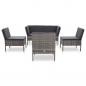 Preview: 6-tlg. Garten-Lounge-Set mit Auflagen Poly Rattan Grau