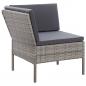 Preview: 6-tlg. Garten-Lounge-Set mit Auflagen Poly Rattan Grau