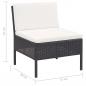 Preview: 3-tlg. Garten-Lounge-Set mit Auflagen Poly Rattan Schwarz