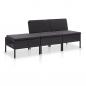 Preview: ARDEBO.de - 3-tlg. Garten-Lounge-Set mit Auflagen Poly Rattan Schwarz