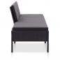 Preview: 3-tlg. Garten-Lounge-Set mit Auflagen Poly Rattan Schwarz