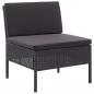 Preview: 3-tlg. Garten-Lounge-Set mit Auflagen Poly Rattan Schwarz