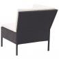 Preview: 3-tlg. Garten-Lounge-Set mit Auflagen Poly Rattan Schwarz