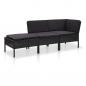 Preview: ARDEBO.de - 3-tlg. Garten-Lounge-Set mit Auflagen Poly Rattan Schwarz