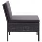 Preview: 3-tlg. Garten-Lounge-Set mit Auflagen Poly Rattan Schwarz