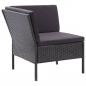 Preview: 3-tlg. Garten-Lounge-Set mit Auflagen Poly Rattan Schwarz