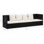 Preview: Garten-Sofabett mit Kissen Poly Rattan Schwarz