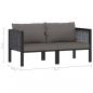 Preview: 2-Sitzer-Sofa mit Auflage Anthrazit Poly Rattan 