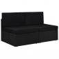 Preview: ARDEBO.de - Modulares 2-Sitzer-Sofa Poly Rattan Schwarz