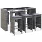 Preview: ARDEBO.de - 7-tlg. Gartenbar-Set mit Auflagen Poly Rattan Grau