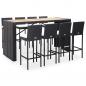 Preview: ARDEBO.de - 9-tlg. Garten-Bar-Set Poly Rattan und Akazienholz Schwarz