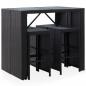 Preview: 5-tlg. Garten-Bar-Set Poly Rattan und Glas Schwarz