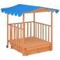 Preview: Kinderspielhaus mit Sandkasten Tannenholz Blau UV50 