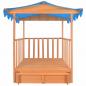 Preview: Kinderspielhaus mit Sandkasten Tannenholz Blau UV50 