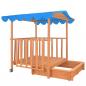 Preview: Kinderspielhaus mit Sandkasten Tannenholz Blau UV50 