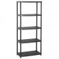 Preview: Lagerregal 5-Tier Schwarz 71x38x170 cm Kunststoff 