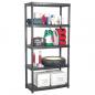 Preview: ARDEBO.de - Lagerregal 5-Tier Schwarz 85x40x185 cm Kunststoff 