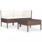 Preview: 3-tlg. Garten-Lounge-Set mit Auflagen Poly Rattan Braun