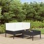 Preview: ARDEBO.de - 3-tlg. Garten-Lounge-Set mit Auflagen Poly Rattan Schwarz