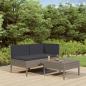 Preview: ARDEBO.de - 3-tlg. Garten-Lounge-Set mit Auflagen Poly Rattan Grau