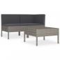 Preview: 3-tlg. Garten-Lounge-Set mit Auflagen Poly Rattan Grau