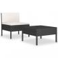 Preview: 2-tlg. Garten-Lounge-Set mit Auflagen Poly Rattan Schwarz