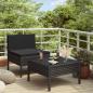 Preview: ARDEBO.de - 2-tlg. Garten-Lounge-Set mit Auflagen Poly Rattan Schwarz