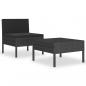 Preview: 2-tlg. Garten-Lounge-Set mit Auflagen Poly Rattan Schwarz