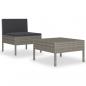 Preview: 2-tlg. Garten-Lounge-Set mit Auflagen Poly Rattan Grau