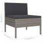 Preview: 2-tlg. Garten-Lounge-Set mit Auflagen Poly Rattan Grau