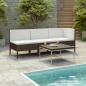 Preview: ARDEBO.de - 3-tlg. Garten-Lounge-Set mit Auflagen Poly Rattan Braun