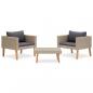 Preview: ARDEBO.de - 3-tlg. Garten-Lounge-Set mit Auflagen Poly Rattan Beige