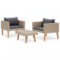 Preview: 3-tlg. Garten-Lounge-Set mit Auflagen Poly Rattan Beige