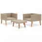 Preview: 3-tlg. Garten-Lounge-Set mit Auflagen Poly Rattan Beige