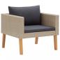 Preview: 3-tlg. Garten-Lounge-Set mit Auflagen Poly Rattan Beige