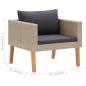 Preview: 3-tlg. Garten-Lounge-Set mit Auflagen Poly Rattan Beige