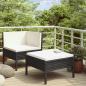 Preview: ARDEBO.de - 2-tlg. Garten-Lounge-Set mit Auflagen Poly Rattan Schwarz