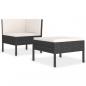 Preview: 2-tlg. Garten-Lounge-Set mit Auflagen Poly Rattan Schwarz