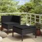 Preview: ARDEBO.de - 2-tlg. Garten-Lounge-Set mit Auflagen Poly Rattan Schwarz