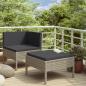 Preview: ARDEBO.de - 2-tlg. Garten-Lounge-Set mit Auflagen Poly Rattan Grau