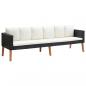 Preview: ARDEBO.de - 3-Sitzer-Gartensofa mit Auflagen Poly Rattan Schwarz