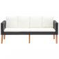 Preview: 2-Sitzer-Gartensofa mit Auflagen Poly Rattan Schwarz