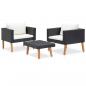 Preview: 3-tlg. Garten-Lounge-Set mit Auflagen Poly Rattan Schwarz