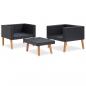 Preview: 3-tlg. Garten-Lounge-Set mit Auflagen Poly Rattan Schwarz