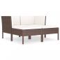 Preview: 4-tlg. Garten-Lounge-Set mit Auflagen Poly Rattan Braun