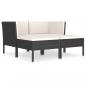 Preview: 4-tlg. Garten-Lounge-Set mit Auflagen Poly Rattan Schwarz