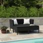 Preview: ARDEBO.de - 4-tlg. Garten-Lounge-Set mit Auflagen Poly Rattan Schwarz