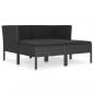 Preview: 4-tlg. Garten-Lounge-Set mit Auflagen Poly Rattan Schwarz