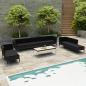 Preview: ARDEBO.de - 10-tlg. Garten-Lounge-Set mit Auflagen Poly Rattan Schwarz